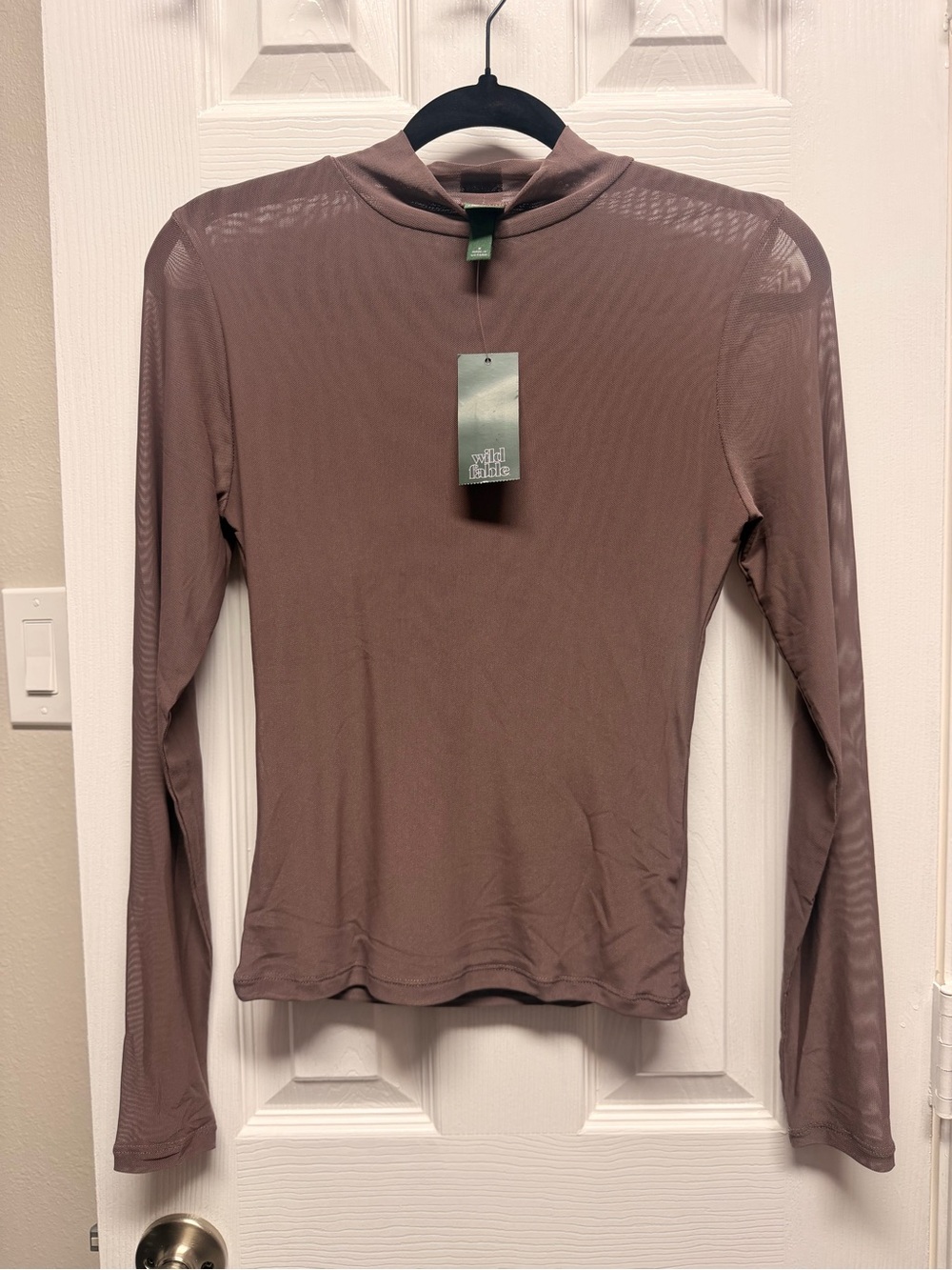 Wild Fable brown Long Sleeve Mesh Top